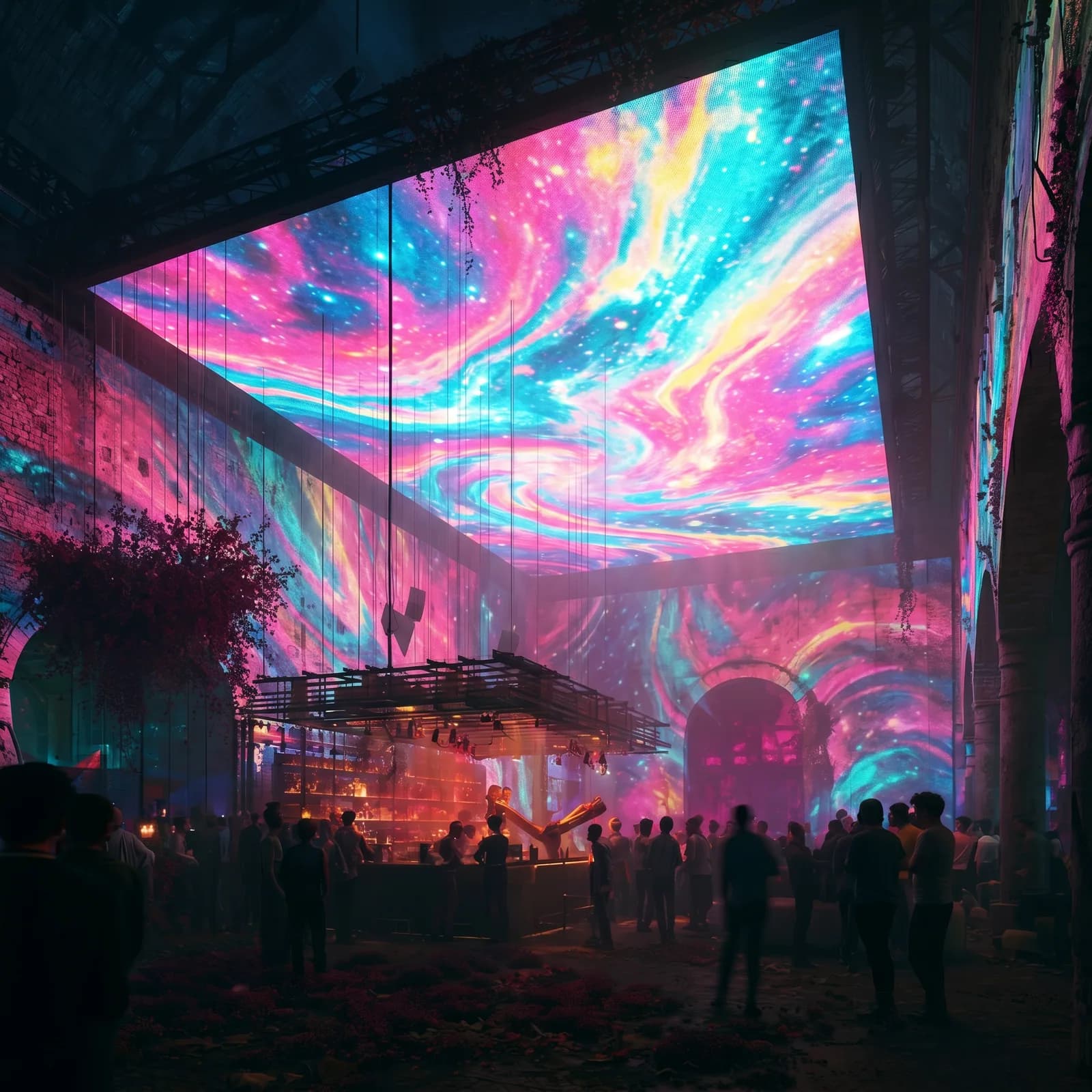 Walls and ceiling fully wrapped in 360 projection