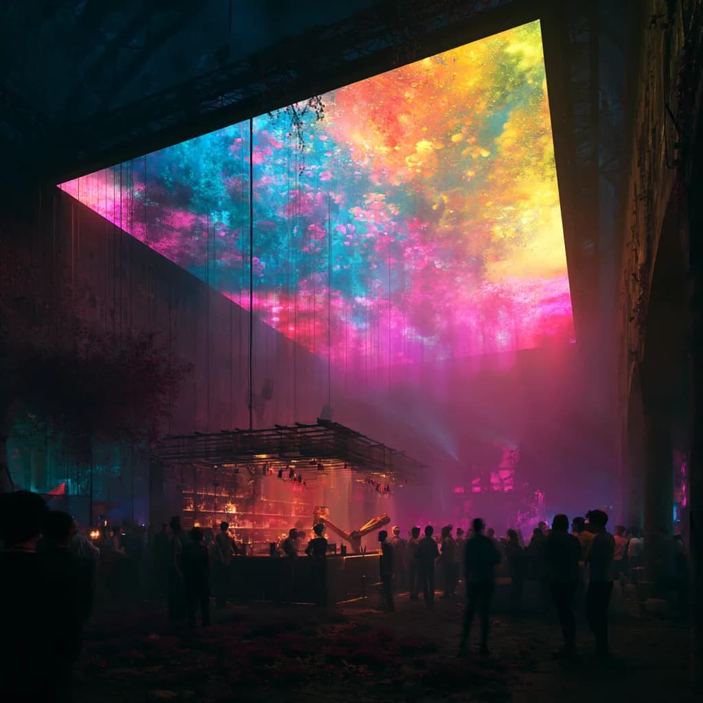 Interior view from the dance floor mid-set